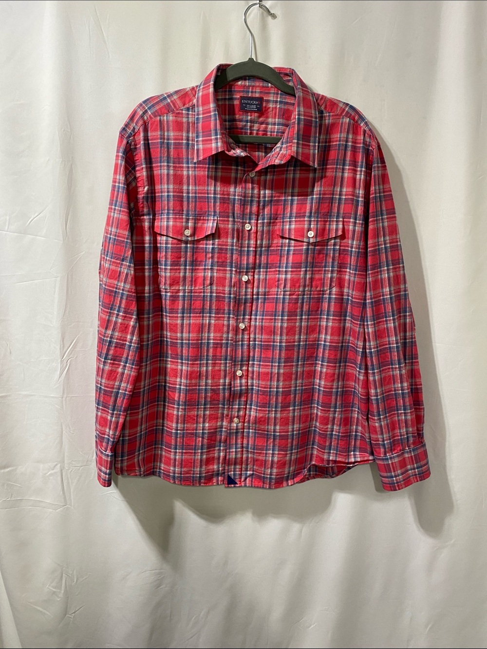 UNTUCKit Red and Blue Plaid Casual Button-Down Shirt
